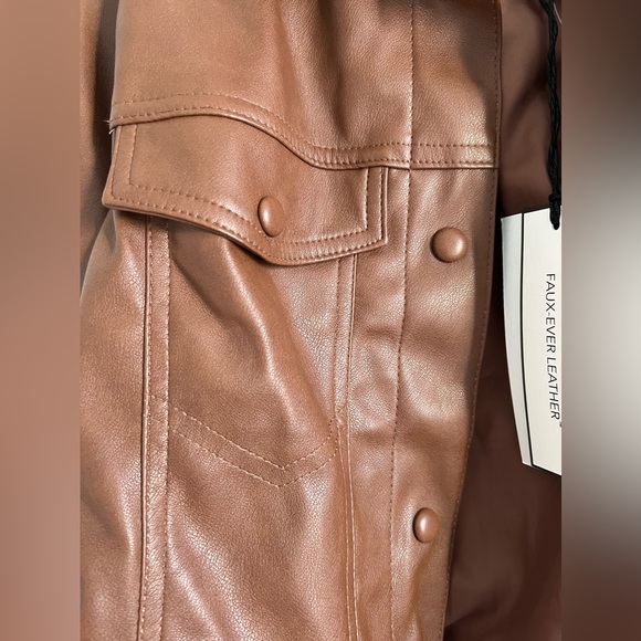 NWT Bagatelle Collection brown leather trucker-style jacket - Picture 2 of 5